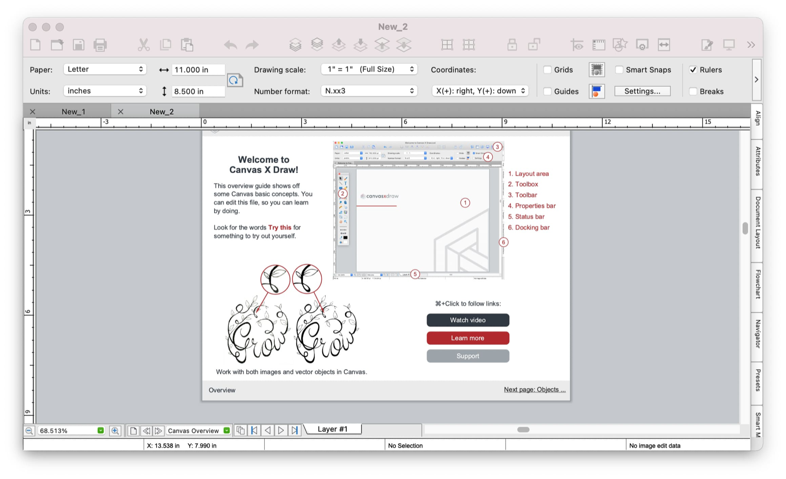Combine technical drawing, text annotation, and layout elements in one documentation workspace