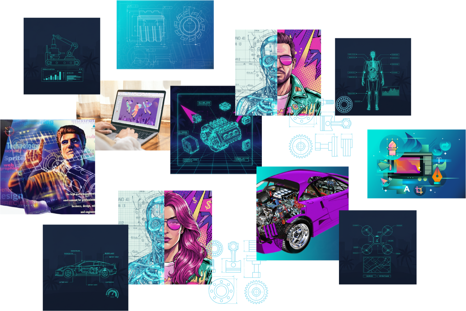 Canvas X Draw create precise vector illustrations, diagrams, and schematics with drafting-oriented tool controls screenshot