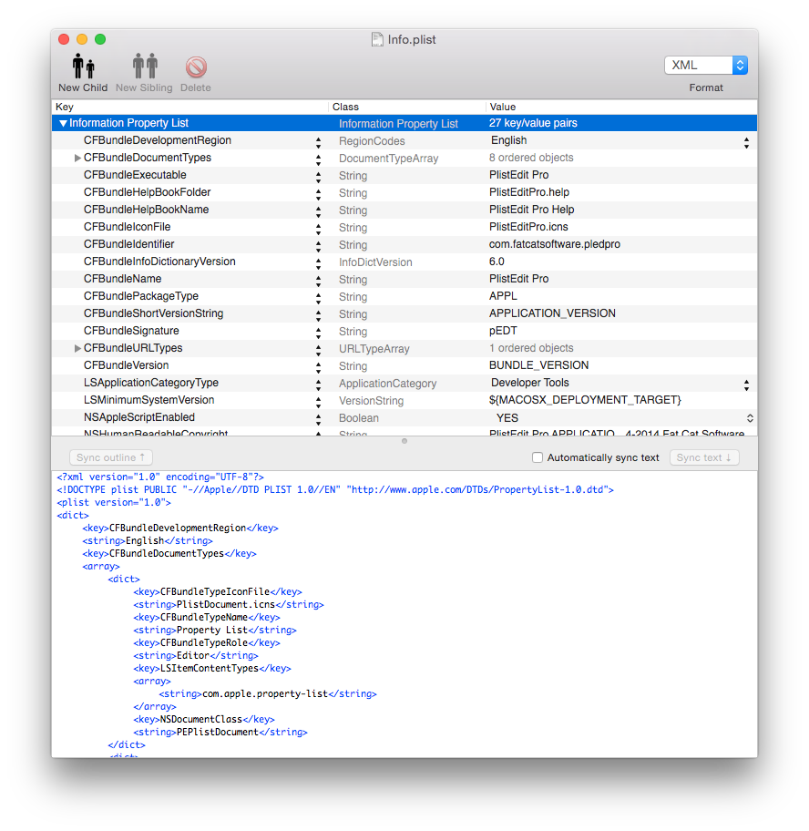 PlistEdit Pro edit plist and json structures with a purpose-built interface designed for nested key/value data screenshot