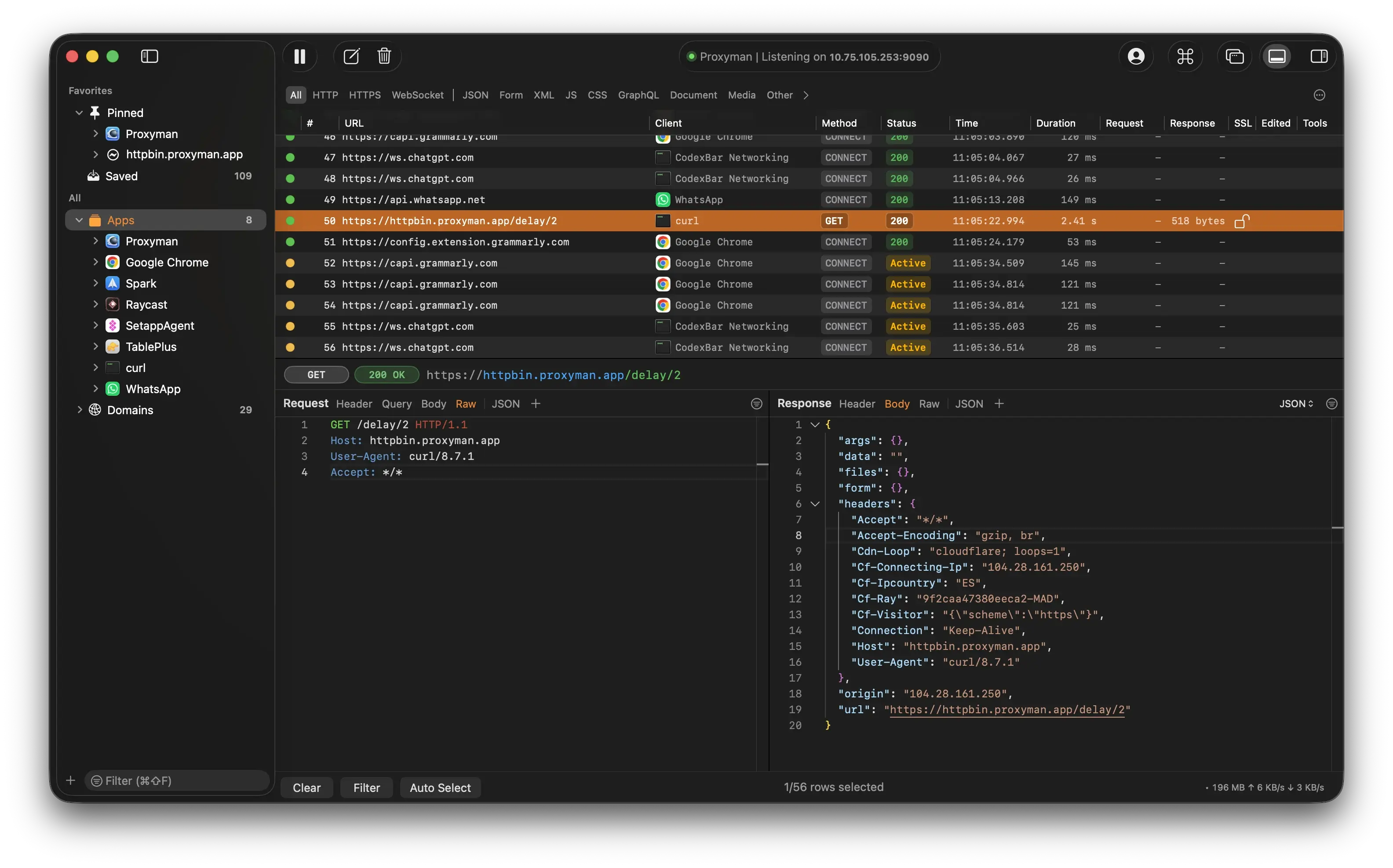 Proxyman capture and inspect http/https traffic from macos apps in a native debugging workspace screenshot