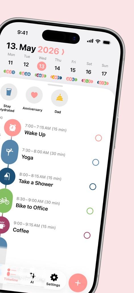 Sync Calendar and Reminders so meetings and tasks appear together on the same timeline