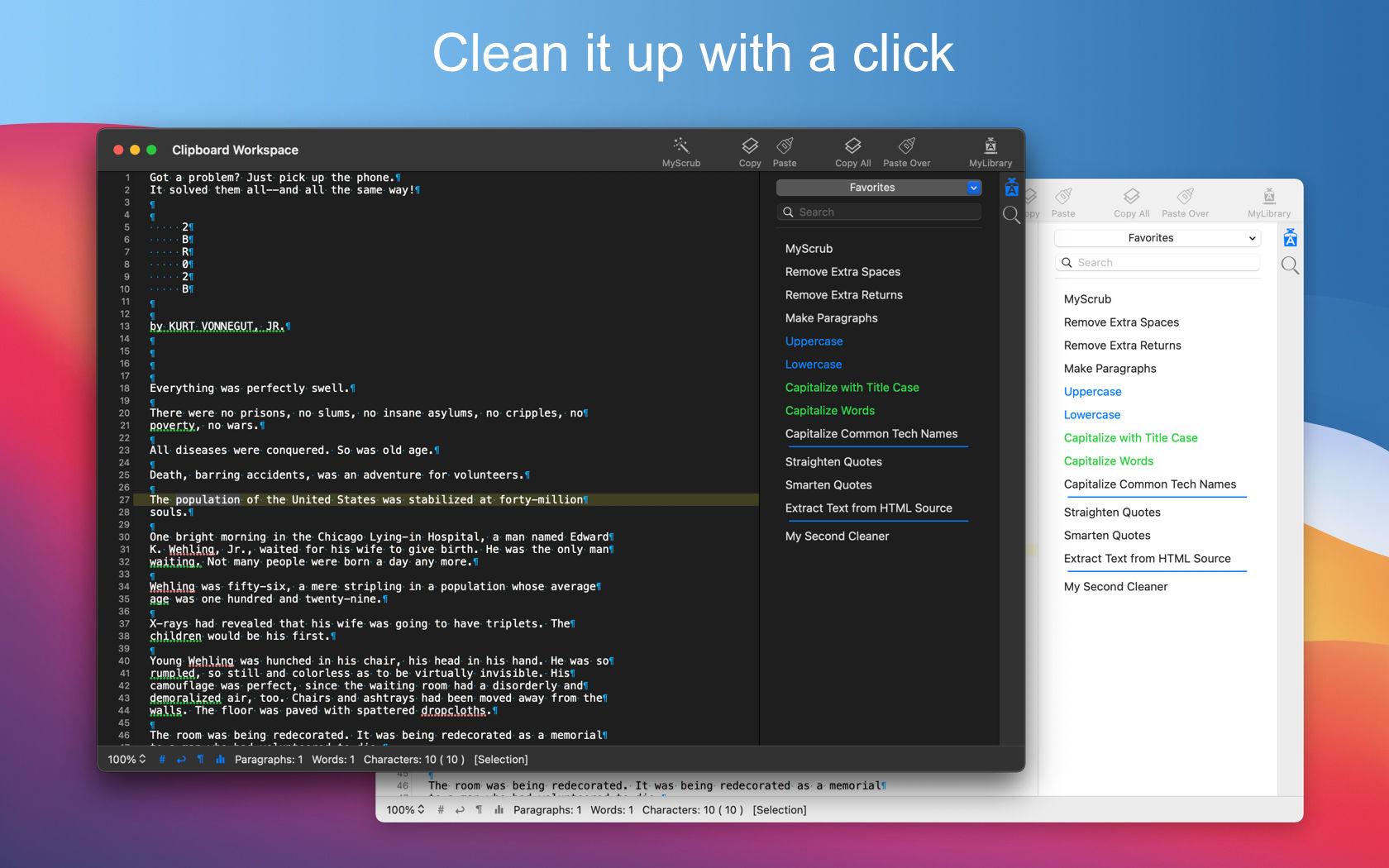 Use advanced line handling, sort actions, and list-driven replacements for structured cleanup operations